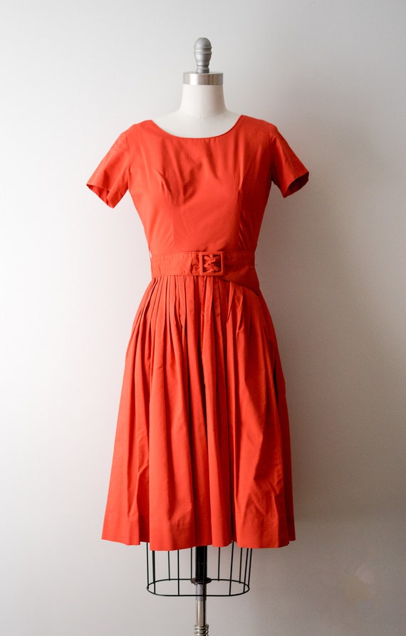 1950's orange dress. xs. 50 Hawaiian dress. brigh… - image 4