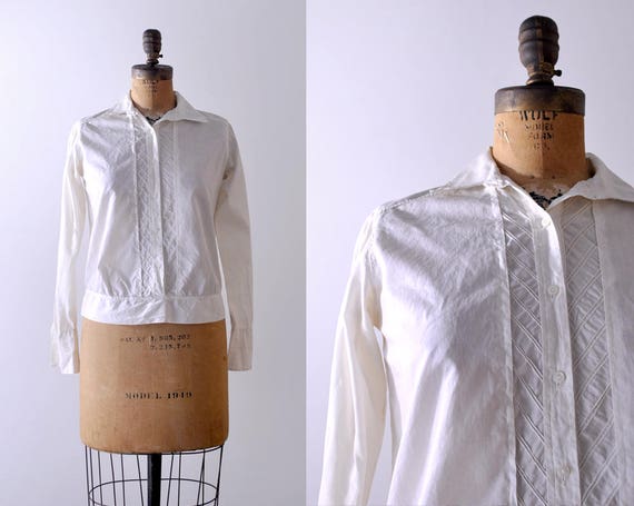 Antique cotton blouse. 1910’s button shirt. colla… - image 3