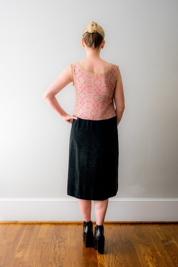 pink and black flapper dress 1920s summer tea party dress in pink and black rayon with flutter slee   LaVieDelight