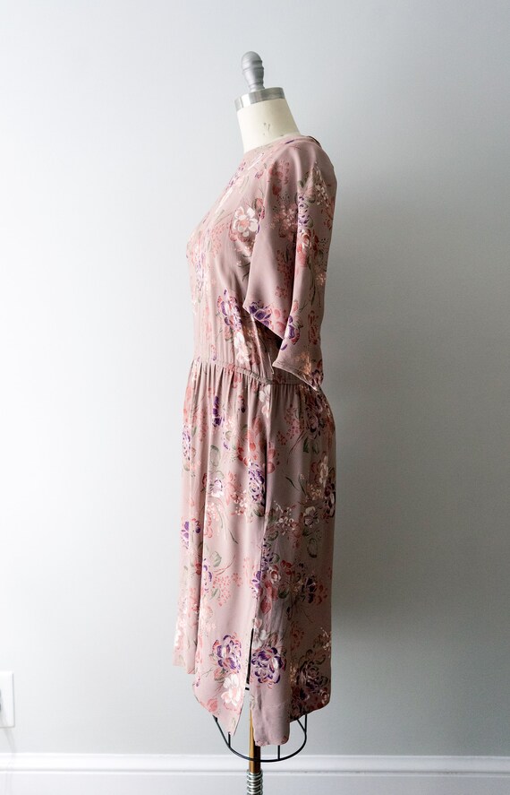 1970's taupe and pink floral dress. vintage 80's … - image 6