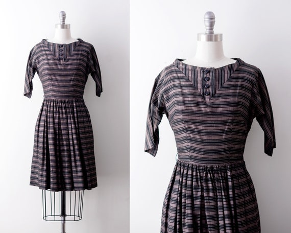 Vintage 60’s striped dress. 1960 silver & black d… - image 10