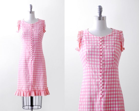 pink and white plaid dress