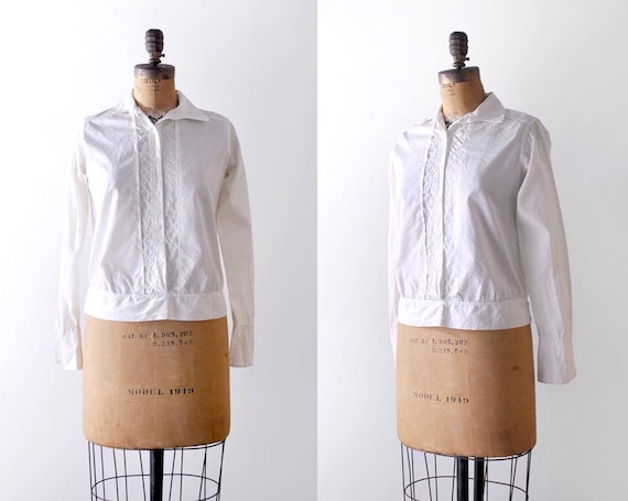 Antique cotton blouse. 1910’s button shirt. colla… - image 1