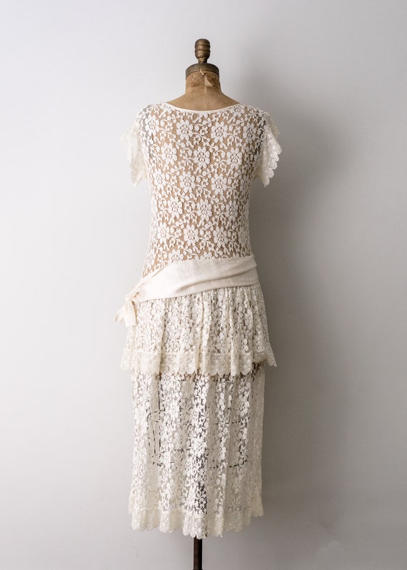 1980's ivory lace dress. vintage 80 floral lace d… - image 5