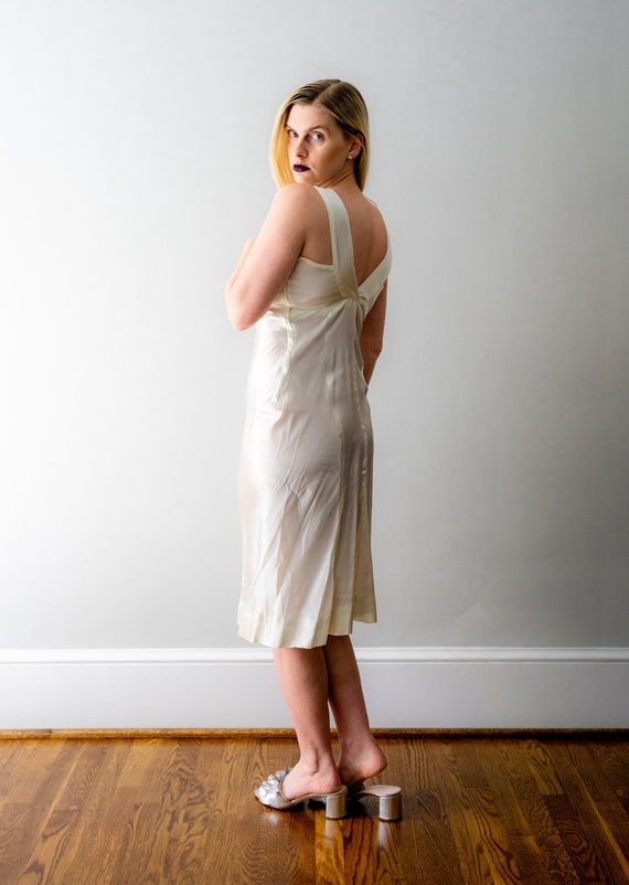 30's liquid satin slip dress. vintage 1930's whit… - image 8