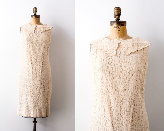 cream lace shift dress