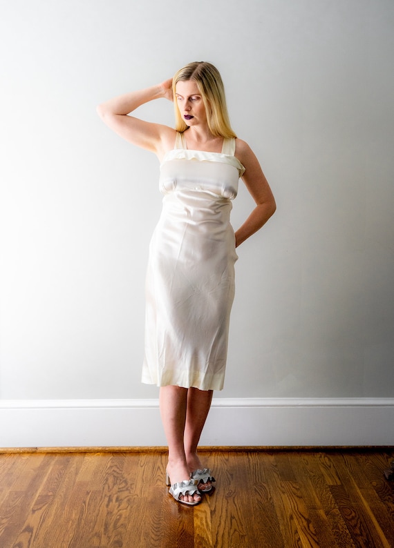 30's liquid satin slip dress. vintage 1930's whit… - image 2