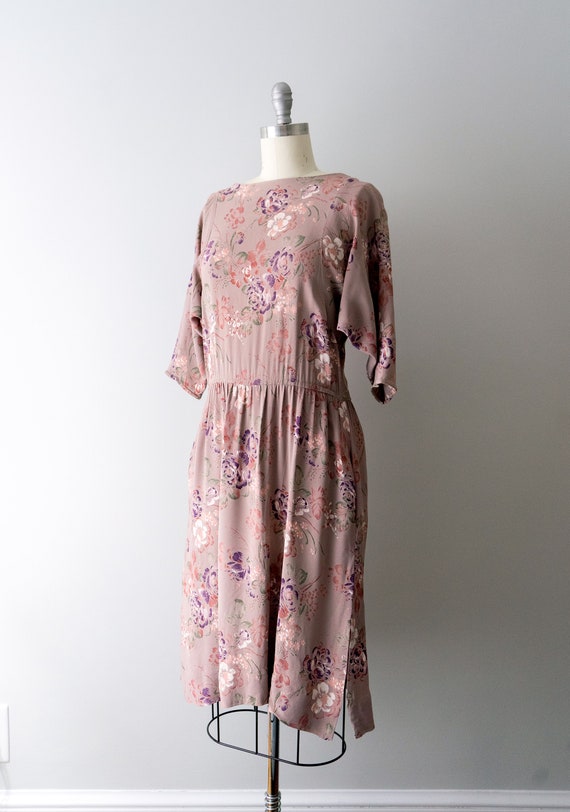 1970's taupe and pink floral dress. vintage 80's … - image 4