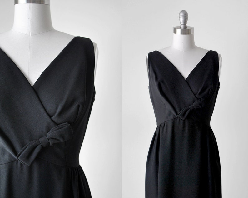 60's Black Crepe Dress. Bow. 1960 Cocktail Dress. Mini. - Etsy