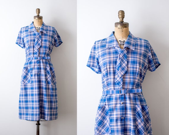 blue shirtwaist dress