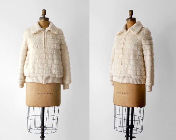 70's wool jacket. 1970 zipper coat. m. fuzzy wool.
