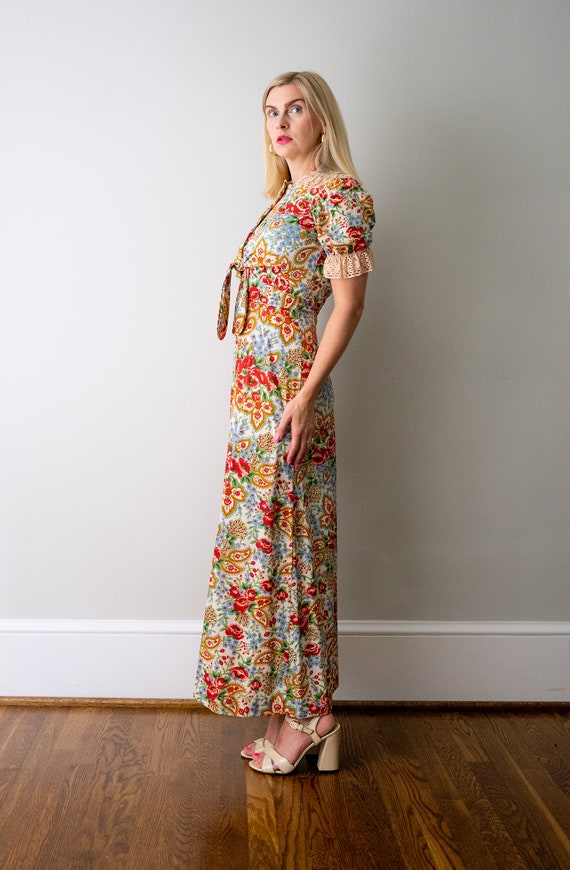 vintage 1970's halter maxi dress. 70 floral print… - image 6