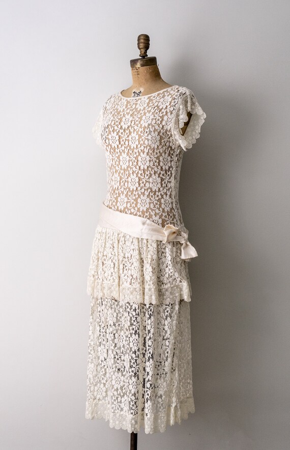 1980's ivory lace dress. vintage 80 floral lace d… - image 9