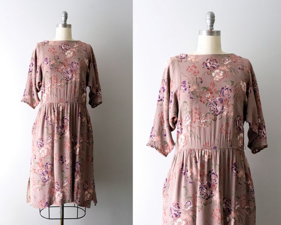 1970's taupe and pink floral dress. vintage 80's … - image 10