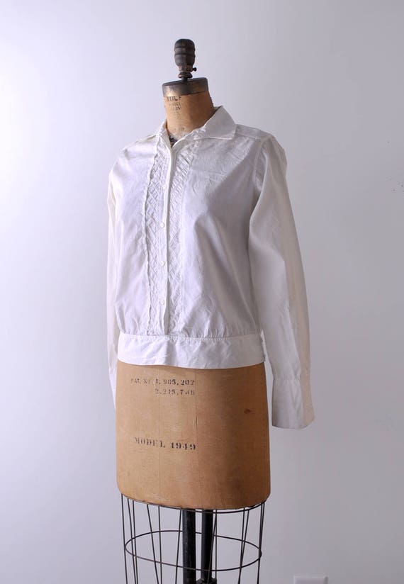 Antique cotton blouse. 1910’s button shirt. colla… - image 5
