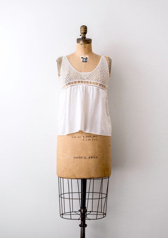 Edwardian blouse. 1910's white tank. camisole. iv… - image 8