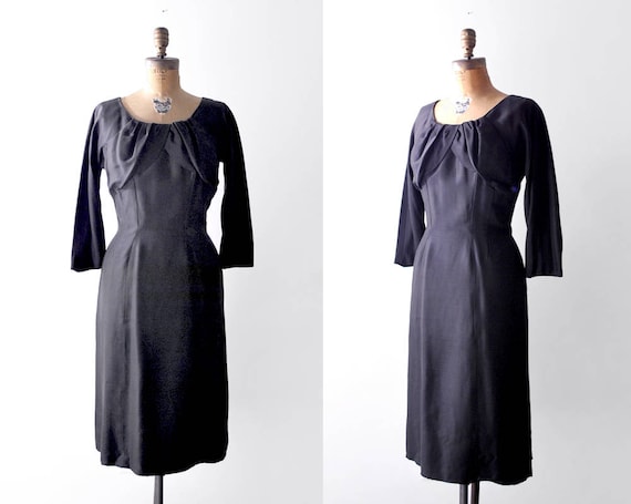 60 black dress. 1960's wiggle dress. silk sheath … - image 2