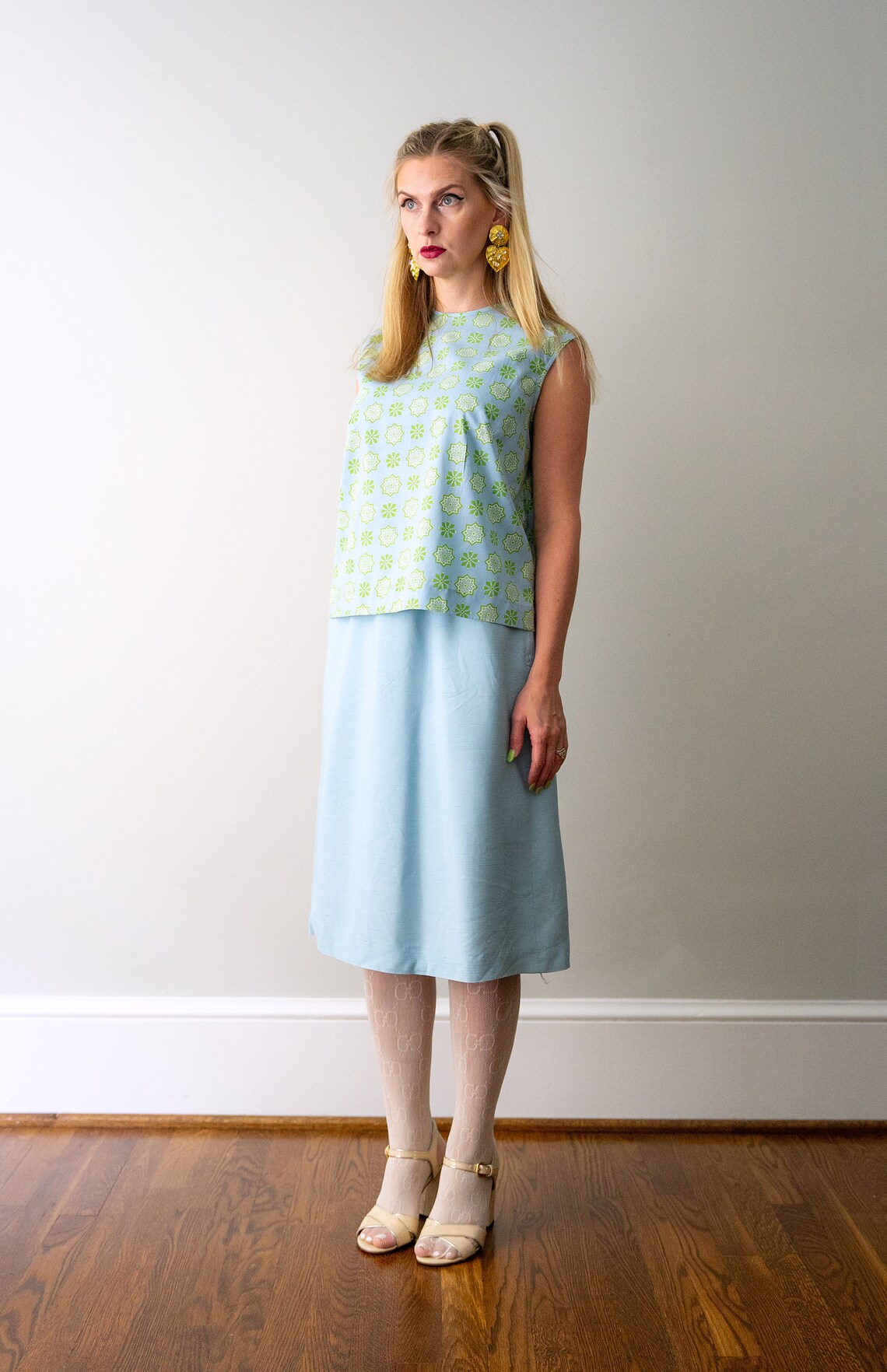 1960's Light Blue Skirt and Top Set. Large. 60s Vintage Etsy