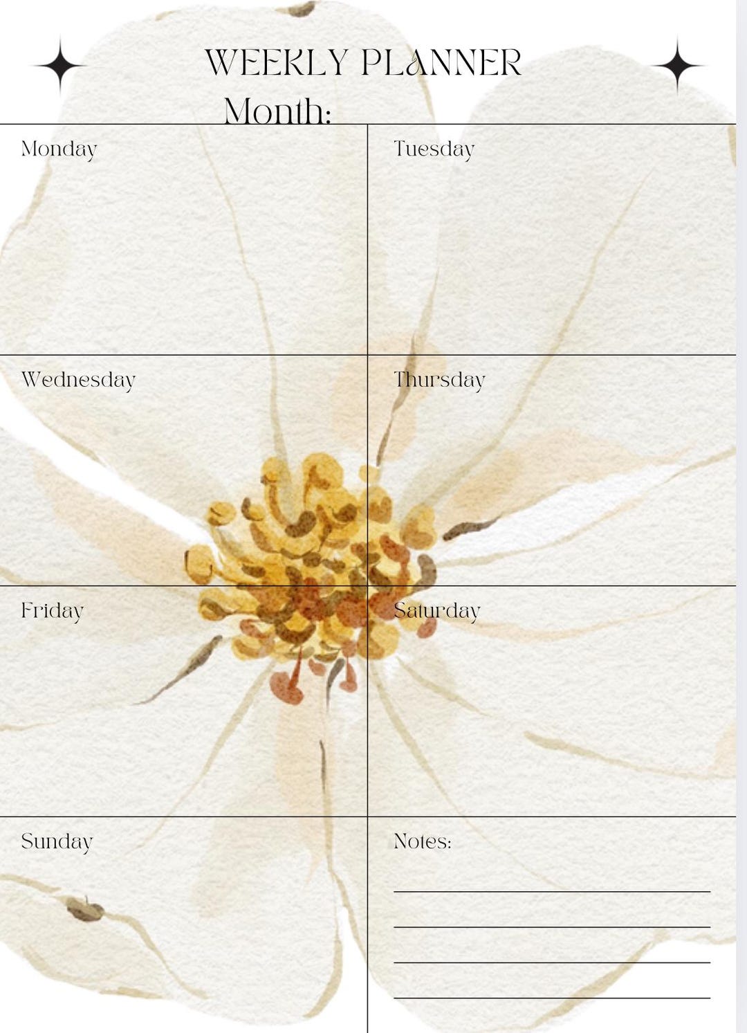 Flower Weekly Planner - Etsy