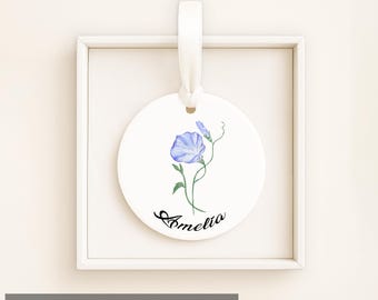 Personalized Birth Month Flower Ornament: Custom Ceramic Keepsake