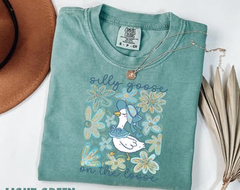 Silly Goose On The Loose Comfort Colors® T-Shirt, Funny Animal Tee, Cute Goose Shirt, Quirky Goose Graphic Tee, Cartoon Goose T-Shirt