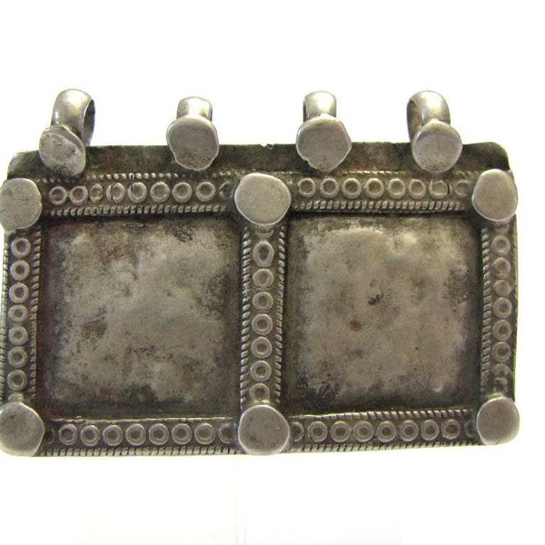Antique Indian Amulet, Silver Vāstu Amulet, Rectangular House, Family Unity Symbol Pendant, Rajasthan, India, 14.07 Grams (0.496 oz.)