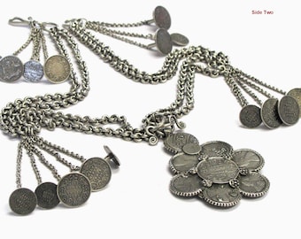 British India Rupee Necklace, Antique Indian Necklace, Rupee Coin, Half Rupee, Rupaya Har Necklace, Chain, 89cm (35"), 516 Grams (18.20oz.)