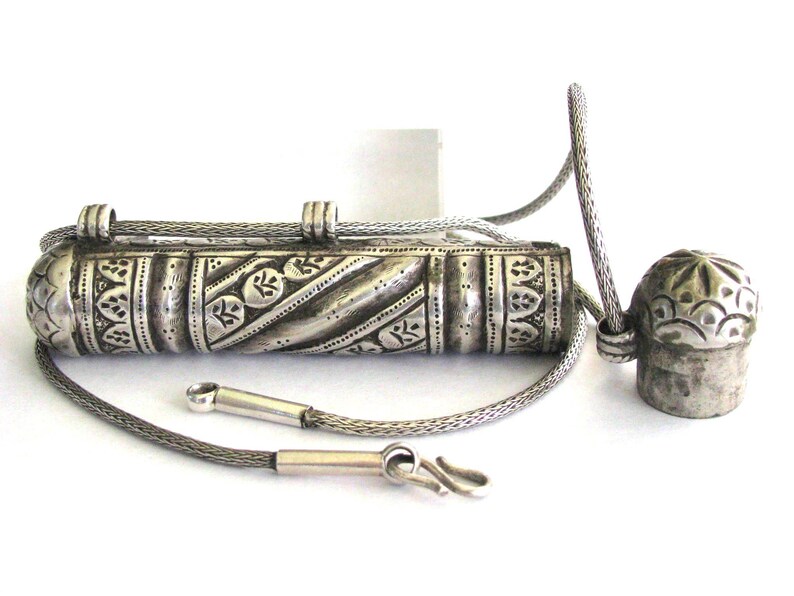Antique Islamic Silver Prayer Box Koran Scroll Container Etsy