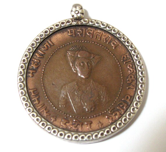 Vintage Indian Coin Pendant Copper 