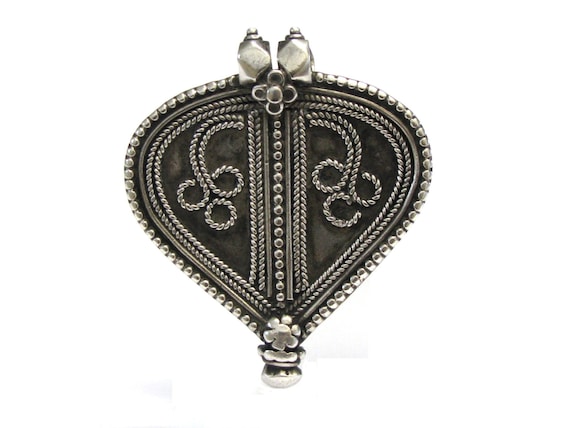 Antique Indian Amulet, Cache-sexe Plate Pendant, Silver, South