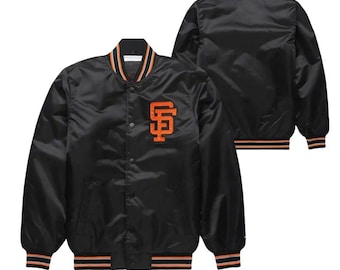Chaqueta de satén de los Gigantes de San Francisco, hecha a mano, estilo universitario vintage