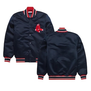 Boston Red Sox Satin Varsity Jacket – Navy Letterman Style MLB Bomber Jacket, Vintage Baseball Jacket, Custom Unisex Fan Gear