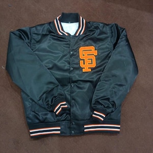 Chaqueta de satén de los Gigantes de San Francisco, chaqueta de béisbol hecha a mano de la MLB, chaqueta de estilo vintage de los años 80, chaqueta universitaria ligera, unisex