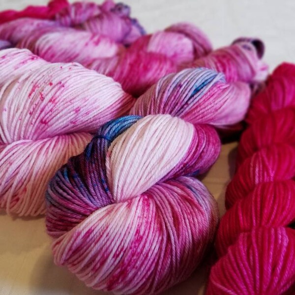 Hyacinth & Raspberry | Sock Yarn Set | 50g miniskein + 20g miniskein set | Superwash Merino Wool Blend Sock Yarn