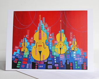 Orchestra Art Cards Set with original artwork, Blank Greeting Cards with Envelopes, Original Art Greeting Cards Pack