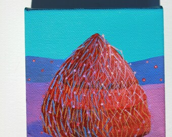 Finding Monet's Needle - Original Art Acrylic Painting On Canvas - 4 " x 4 " Small Art Work - Jessie Meehan - Artist - Original Paintings