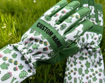 Personalized Cactus Print Garden Gloves, Thorn-Proof, Long Arm Protection