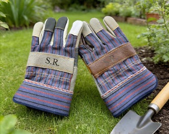 Personalized Leather Gardening Gloves – Custom Initials Work Gloves
