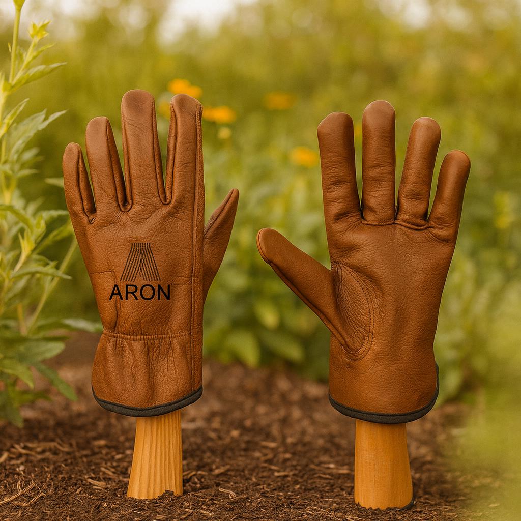 Engraved Leather Work Gloves - Personalized Cowhide Gardening Gift