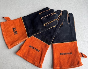 Engraved Leather Work Gloves, Personalized Gardening Gift