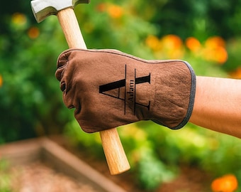 Personalized Leather Work Gloves – Custom Engraved, Father's Day Gift