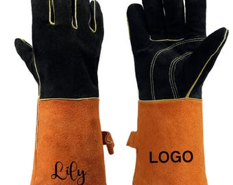 Personalized Leather Work Gloves: Engraved BBQ Welding Gardening Gloves