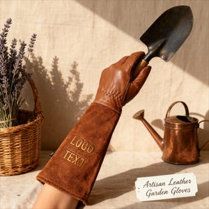 Father’s Day personalized engraved leather gardening gloves for dad