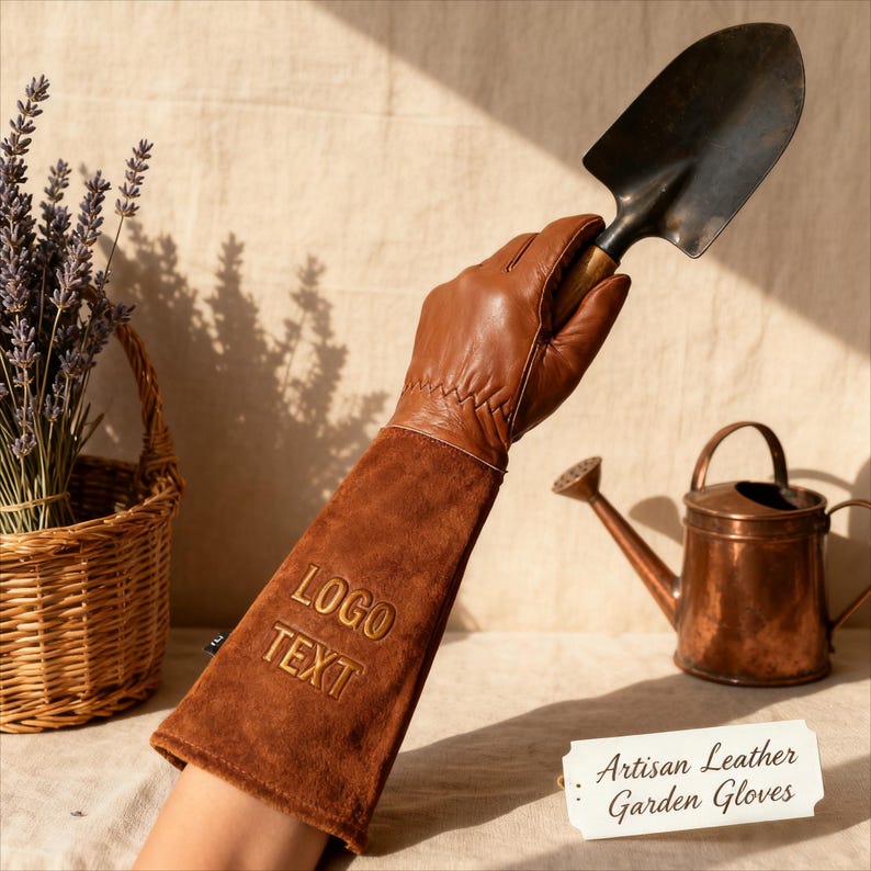 Father’s Day personalized engraved leather gardening gloves for dad