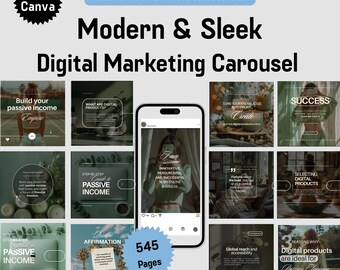 Canva Instagram Templates | DFY Carousels & Posts | Modern Social Media Bundle | Editable Marketing Kit | PLR MRR Included