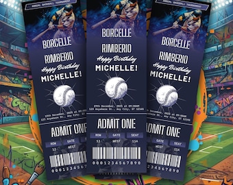 Editable Baseball Ticket Template, Custom Fake Baseball Ticket, Editable Ticket, Printable Sports Ticket, Canva Template, Instant Download