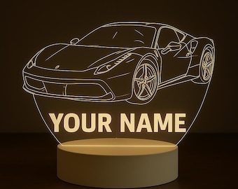 Custom Lamborghini LED Acrylic Lamp – Personalized Sports Car Night Light