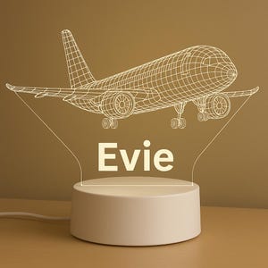 Custom Airplane 3D Night Light – Personalized LED Lamp with Name | Pilot Gift | Aviation Decor | Plane Lover Gift | USB Powered