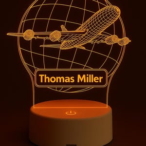 Custom Airplane 3D LED Night Light – Personalized Acrylic Desk Lamp for Pilots, Aviation Lovers, Travelers – Unique Flight Gift Idea