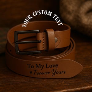 Ceinture en cuir marron pour homme – Fait main – Tailles 36 à 44 – Boucle noire – Gravure personnalisée en option